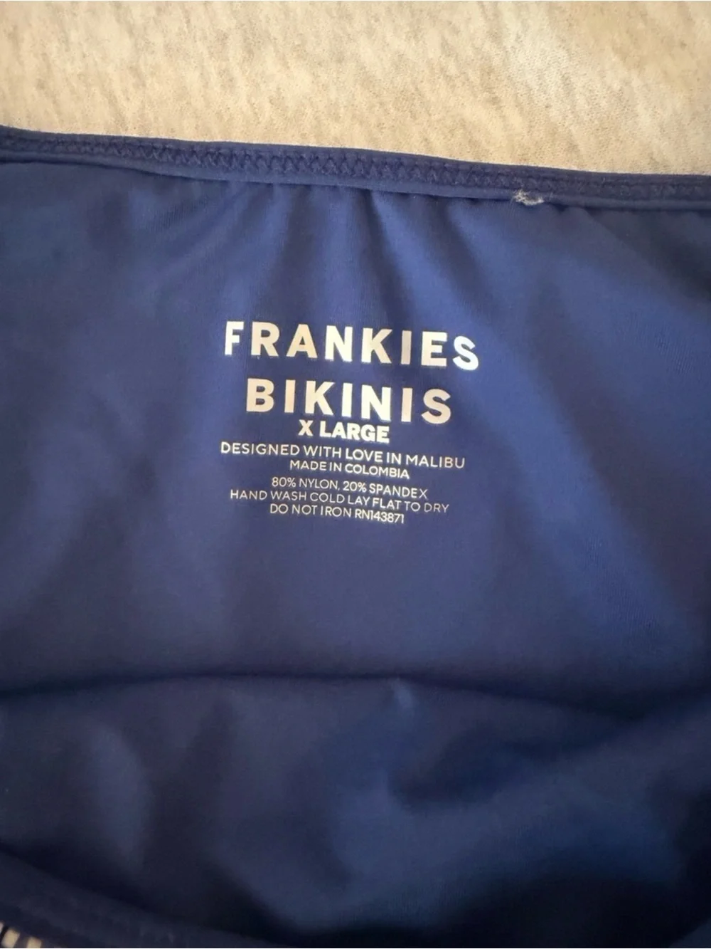 Frankie's Bikinis | Navy Gingham Check Ruffle Bikini Bottom | Navy / White | XL